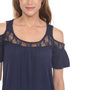 White Mark Cold Shoulder Lace Trim Knit Top, S-4X-3