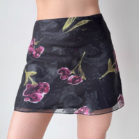 Retro flower print a-line skirt - Thumbnail 3