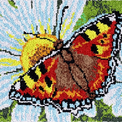 Rug making latch hooking kit (60x40cm printed canvas) | butterfly