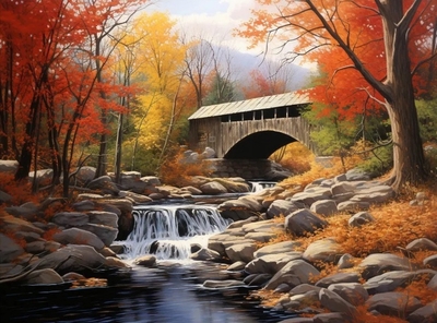Covered Bridge Cross Stitching Kit (30x40cm 14CT Printed canvas)