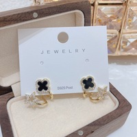 Fashion Sparkling Star Lucky Clover Stud Earrings For Women Girls - Thumbnail 2