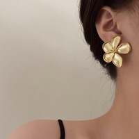 New Exaggerated Metal Flower Stud Earrings For Women - Thumbnail 1