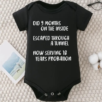 100% cotton baby letter print jumpsuit – soft triangle bodysuit with crew neck, slight stretch & cute style – sizes 3m–18m