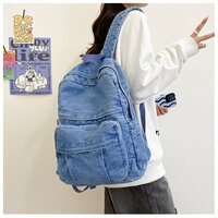 Vintage Demin School Backpack Jeans Shoulder Bag  - Thumbnail 11