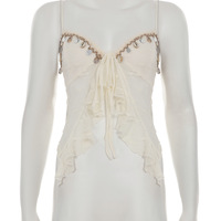 Shell tassel suspenders low collar showing chest lace irregular mesh sexy see-through vest - Thumbnail 3