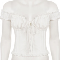 Ruffled collar lace-up vest - Thumbnail 4