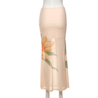 BOTANICAL PRINT HIGH WAIST SKIRT - Thumbnail 1