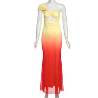 Solid color slim high waist fashionable one shoulder strap sleeveless dress - Thumbnail 3