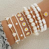  Vintage Daisy Flower Pendant Bracelet Set for Women  - Thumbnail 4