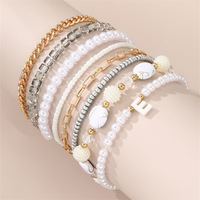 Multi piece Bracelet Pearl Handmade Beaded Women's Bohemian Fashion Peach Heart Bracelet - Thumbnail 8