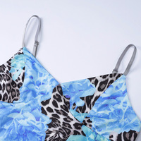 Women Elegant Print V Neck Slips Backless Sexy Bodycon Maxi Dress  - Thumbnail 6