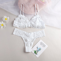 Sexy Lace Hollow Bra Suit G String Panty Lingerie Set - Thumbnail 1