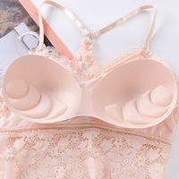 Sexy Lace Strapless Bra with Chest Cushion for Women  - Thumbnail 5