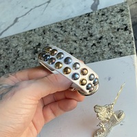 Rainbow 2-Row Staggered Small Domestuds Wristband - Thumbnail 3