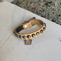 Tan leather Rainbow small domestuds wristband - Thumbnail 8