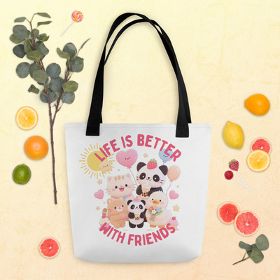 Cute tote bag animal and friends