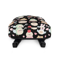 Women Cute Black Backpack Squishy Mochi Parade with Faces, Wings, Hats, and Hearts - Thumbnail 2