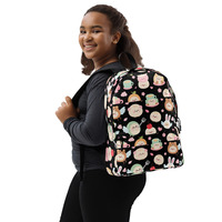 Women Cute Black Backpack Squishy Mochi Parade with Faces, Wings, Hats, and Hearts - Thumbnail 3