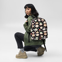Women Cute Black Backpack Squishy Mochi Parade with Faces, Wings, Hats, and Hearts - Thumbnail 4