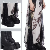 Thick-Soled British Style Punk Platform Black Boots for Women - Thumbnail 2