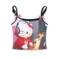Retro cartoon pattern hot girl camisole - Thumbnail 5