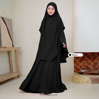 Rawda Abaya Jersey Set French Khimar - Eid Abaya Set, Modest Dress for Women, Muslim Outfit for Ramadan, Umrah Khimar Set, Umrah Hajj dreses - Thumbnail 6