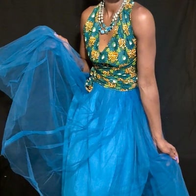  tropical oasis halter tulle dress