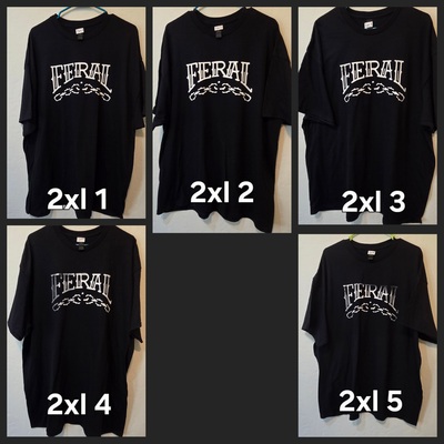 2xl feral hand screen printed shirt
