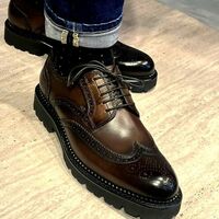 Awesome Style Oxfords Dark Brown Wingtip Lace Up Formal Shoes - Thumbnail 1