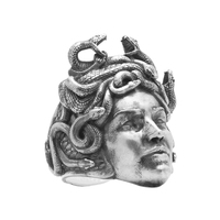 Solid Sterling Silver Greek Mythology Medusa Gorgon Ring - Thumbnail 1