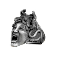 Solid Sterling Silver Greek Mythology Medusa Gorgon Ring - Thumbnail 3