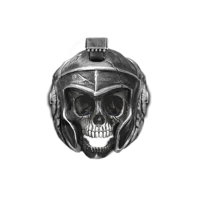 Solid sterling silver greek mythology spartan king leonidas skull ring