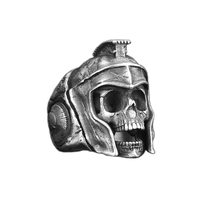 Solid Sterling Silver Greek Mythology Spartan King Leonidas Skull Ring - Thumbnail 1