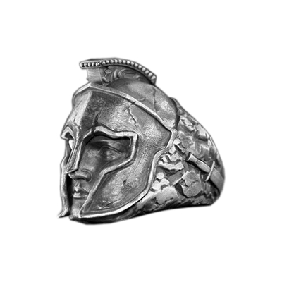 Solid sterling silver greek mythology spartan king leonidas skull ring