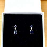 BOXED GIFT/Sterling Silver Sapphire & Cz Stud Earrings/Sapphire Earrings/Sapphire Studs/Sapphire Jewellery/Sapphire Jewelry/September Birthstone/UK - Thumbnail 6