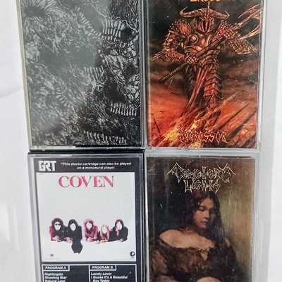 Warslaughter, coven, cemetery lights tapes 