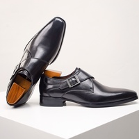 Genuine leather shoes buckle monk men's business shoes 2 colors - Thumbnail 1