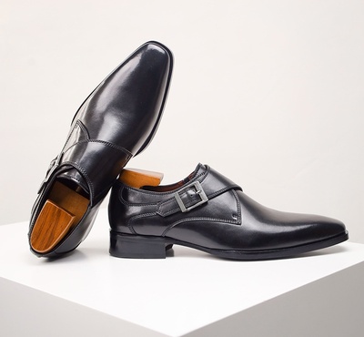 Genuine leather shoes buckle monk men's business shoes 2 colors