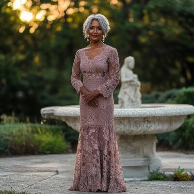 Elegant sheath lace appliques mother of the bride/ groom dresses formal evening dress - Thumbnail 1