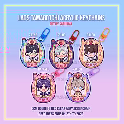 [preorder] love and deepspace caleb sylus xavier rafayel zayne tamagotchi keychain