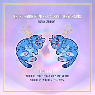 [preorder] blue tiger kpop demon hunters keychain