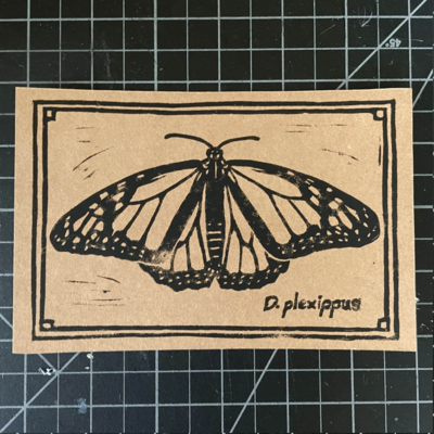 Monarch Butterfly Linocut Print