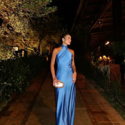 Sheath blue open back sexy evening dresses - Thumbnail 1