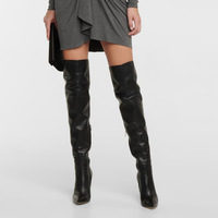 Large size black loose fit over the knee boots - Thumbnail 1
