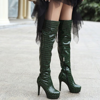 Women's over the knee boots embossed side zipper long boots 3 colors - Thumbnail 2