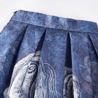 Artistic Blue Painting Vintage High Waist A-Line Ball Gown Skirt - Thumbnail 4