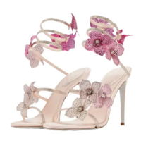 Elegant Rhinestone Crystal Flower High Heels Fashion Sandals - Thumbnail 1