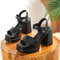 Elegant Open-Toe Block Heels for Women - Thumbnail 1
