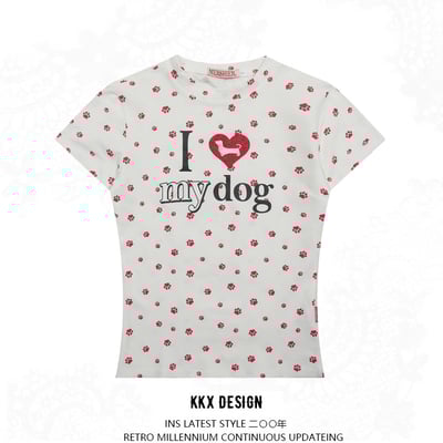 Retro simple hot girl short design short sleeve t-shirt