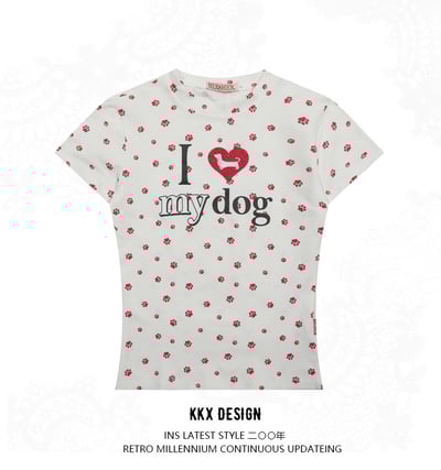 Retro simple hot girl short design short sleeve T-shirt